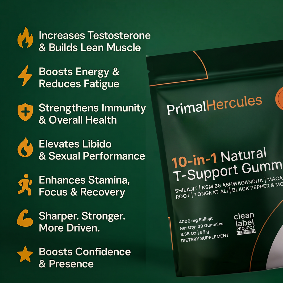10-in-1 Natural T-Support Gummies